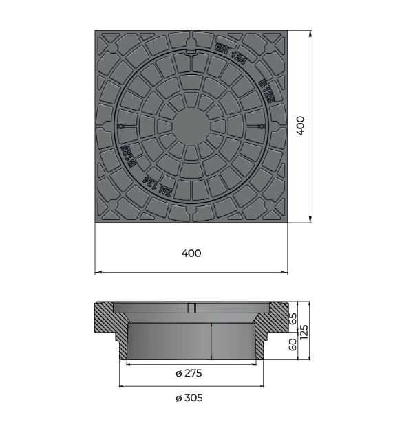 Schachtabdeckung für Teleskopschacht KG 315 mm BabylonPlast™ B125